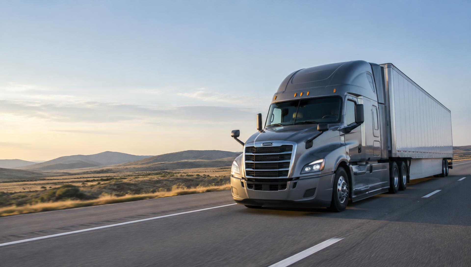 Commercial semi-truck hauling a freight trailer on an American highway